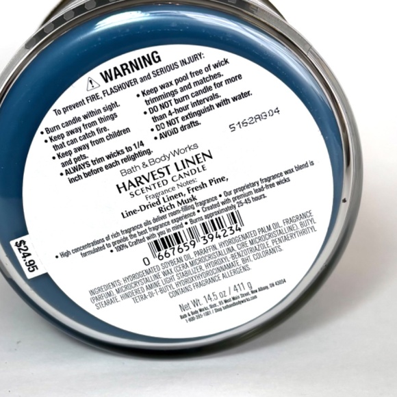 HARVEST LINEN 3 Wick Candle - Picture 4 of 4